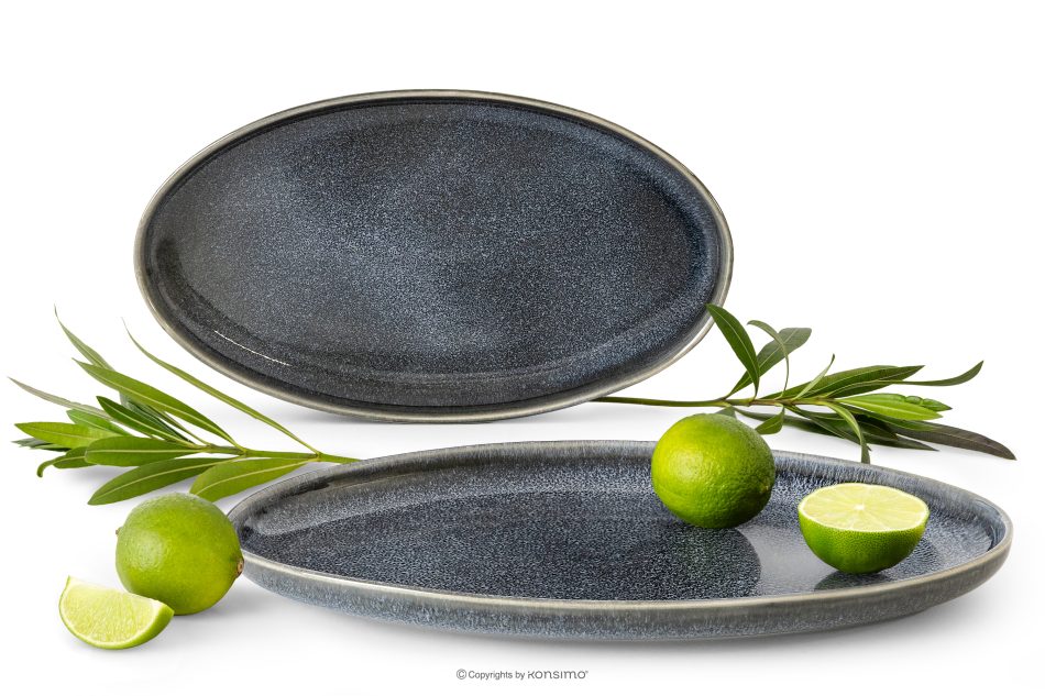 EDA Sada servírovacích tanierov (2 ks) z keramiky v rustikálnom štýle modrá/sivá/béžová modrá/sivá/béžová - obrázok 0