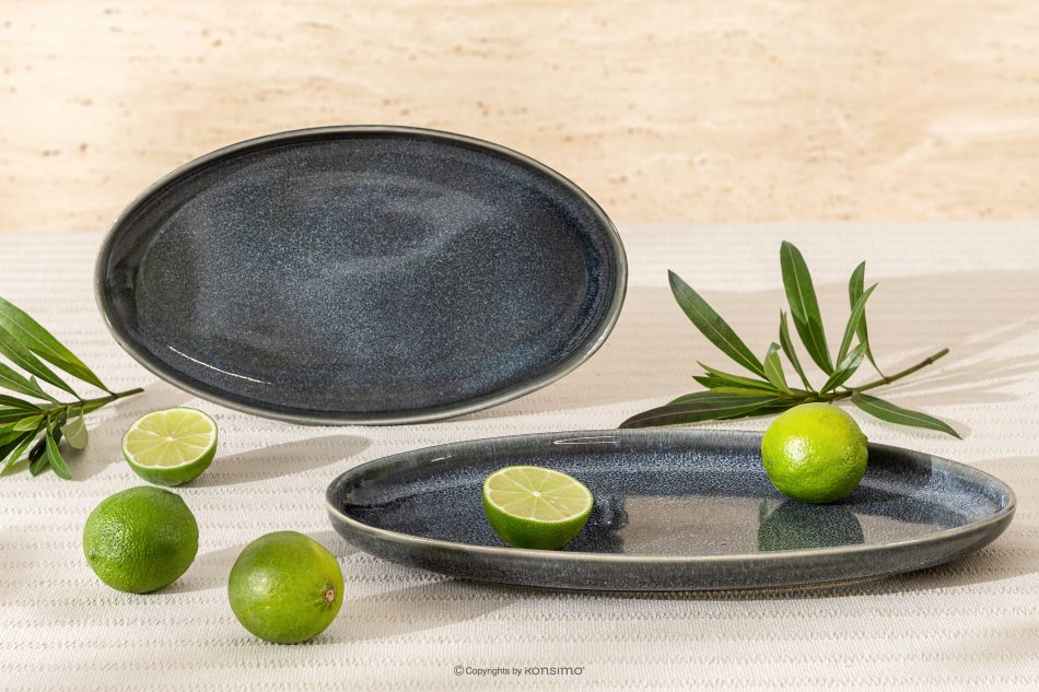 EDA Sada servírovacích tanierov (2 ks) z keramiky v rustikálnom štýle modrá/sivá/béžová modrá/sivá/béžová - obrázok 1