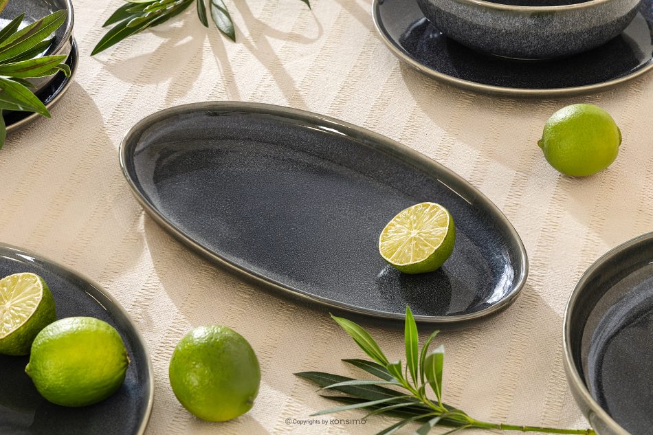 EDA Sada servírovacích tanierov (2 ks) z keramiky v rustikálnom štýle modrá/sivá/béžová modrá/sivá/béžová - obrázok 6