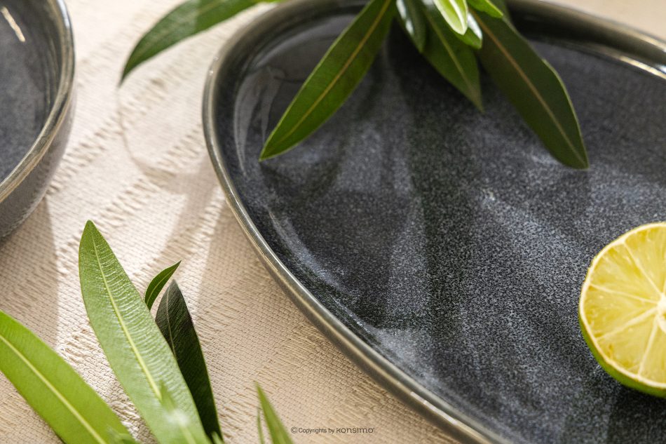 EDA Sada servírovacích tanierov (2 ks) z keramiky v rustikálnom štýle modrá/sivá/béžová modrá/sivá/béžová - obrázok 8