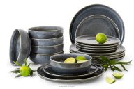 Sada riadu pre 6 osôb (18 ks) z keramiky v rustikálnom štýle modrá/sivá/béžová