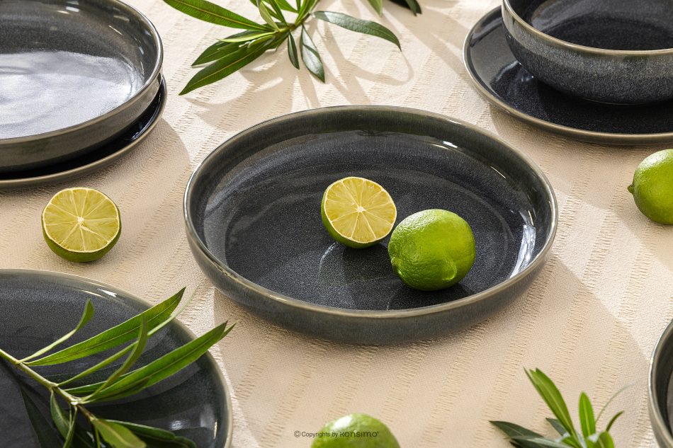 EDA Súprava riadu pre 6 osôb (24 ks) z keramiky v rustikálnom štýle modrá/sivá/béžová modrá/sivá/béžová - obrázok 13