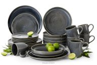 Súprava riadu pre 6 osôb (24 ks) z keramiky v rustikálnom štýle modrá/sivá/béžová