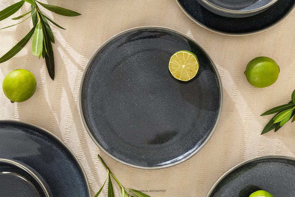 EDA Súprava riadu pre 6 osôb (24 ks) z keramiky v rustikálnom štýle modrá/sivá/béžová modrá/sivá/béžová - obrázok 11