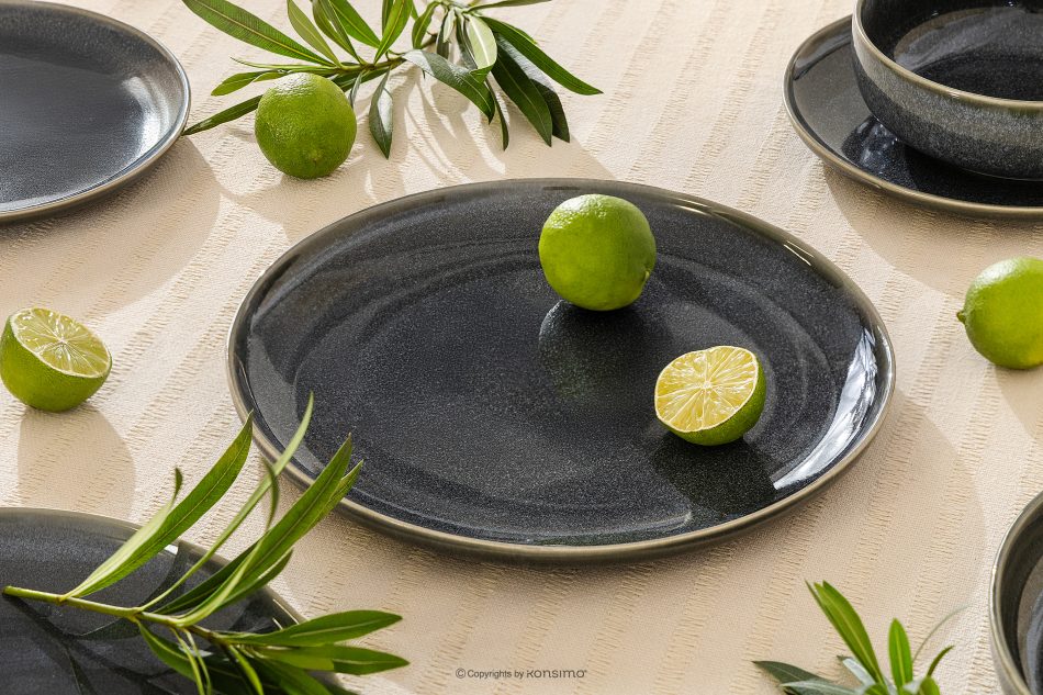 EDA Jedálenský súprava pre 6 osôb (30 ks) z keramiky v rustikálnom štýle modrá/sivá/béžová modrá/sivá/béžová - obrázok 12