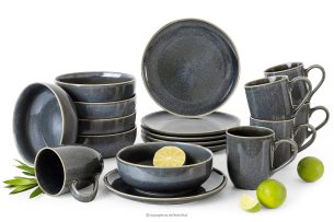 EDA, https://konsimo.sk/kolekcie/eda/ Raňajkový servis pre 6 osôb (18 ks) z keramiky v rustikálnom štýle v modrá/sivá/béžová farbe modrá/sivá/béžová - obrázok