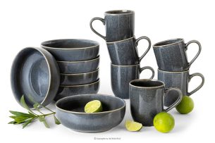 EDA, https://konsimo.sk/kolekcie/eda/ Raňajková súprava pre 6 osôb (12 ks) z keramiky v rustikálnom štýle v modrá/sivá/béžová farbe modrá/sivá/béžová - obrázok