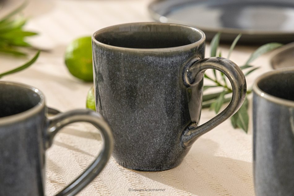 EDA Raňajková súprava pre 6 osôb (12 ks) z keramiky v rustikálnom štýle v modrá/sivá/béžová farbe modrá/sivá/béžová - obrázok 9