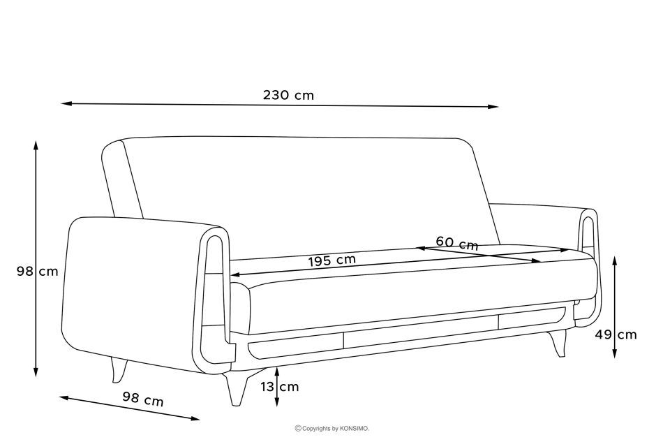 GUSTAVO II Trojmiestna rozkladacia pohovka z manšestrovej tkaniny tmavosivej farby tmavo šedá - obrázok 10