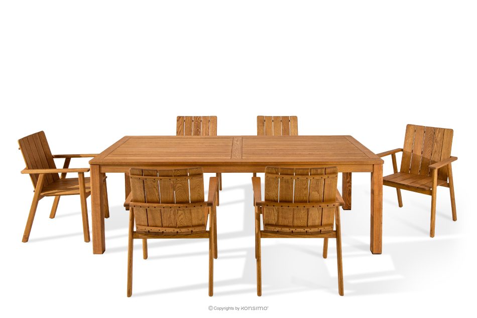 ORTUS Súprava dreveného záhradného nábytku, stoličky a stôl, hnedá hnedá - obrázok 2