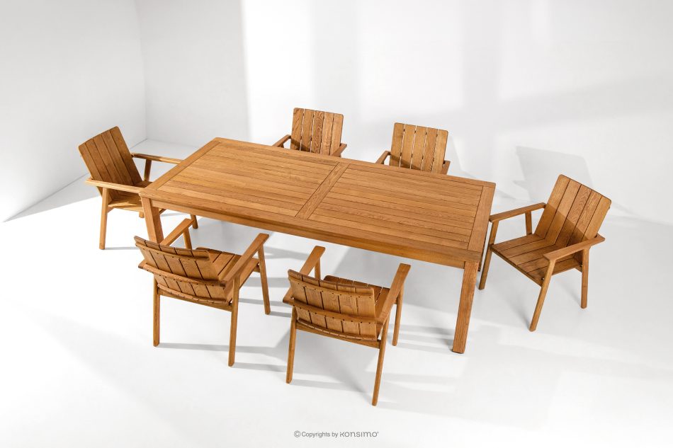 ORTUS Súprava dreveného záhradného nábytku, stoličky a stôl, hnedá hnedá - obrázok 1