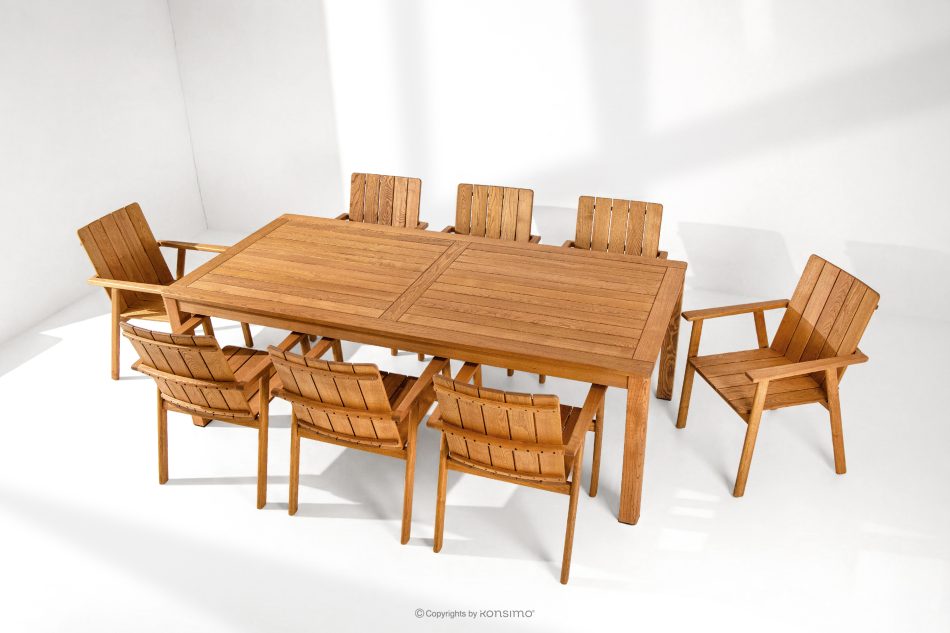 ORTUS Súprava dreveného záhradného nábytku, stôl so stoličkami, hnedá hnedá - obrázok 1