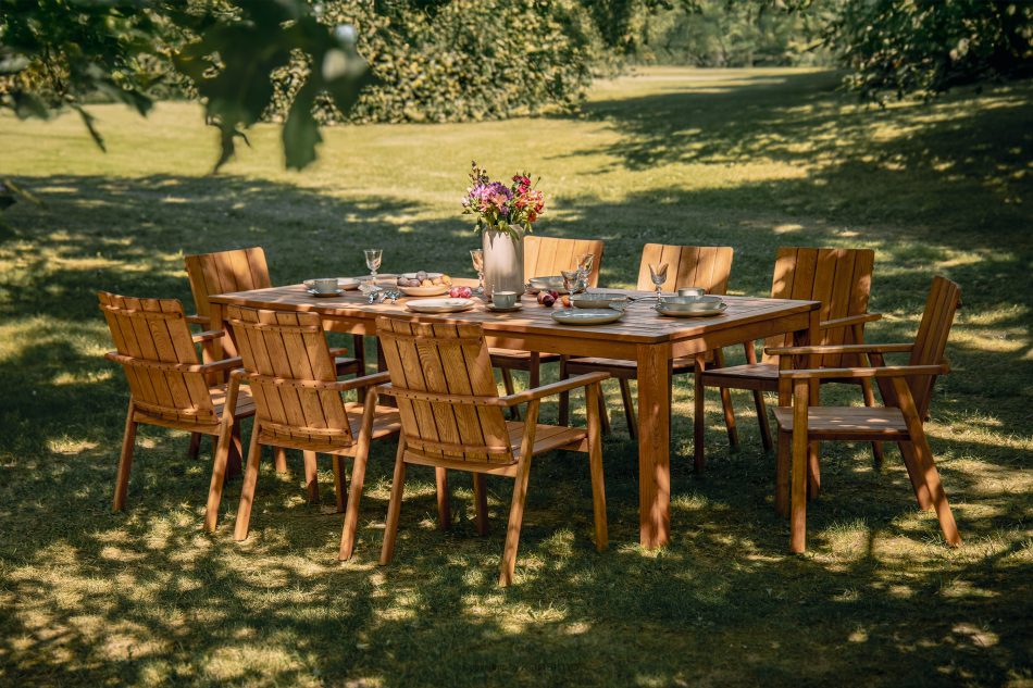 ORTUS Súprava dreveného záhradného nábytku, stôl so stoličkami, hnedá hnedá - obrázok 17