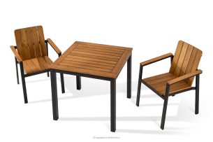 LENTI, https://konsimo.sk/kolekcie/lenti/ Malý drevený záhradný stôl s 2 stoličkami hnedá/antracitová - obrázok