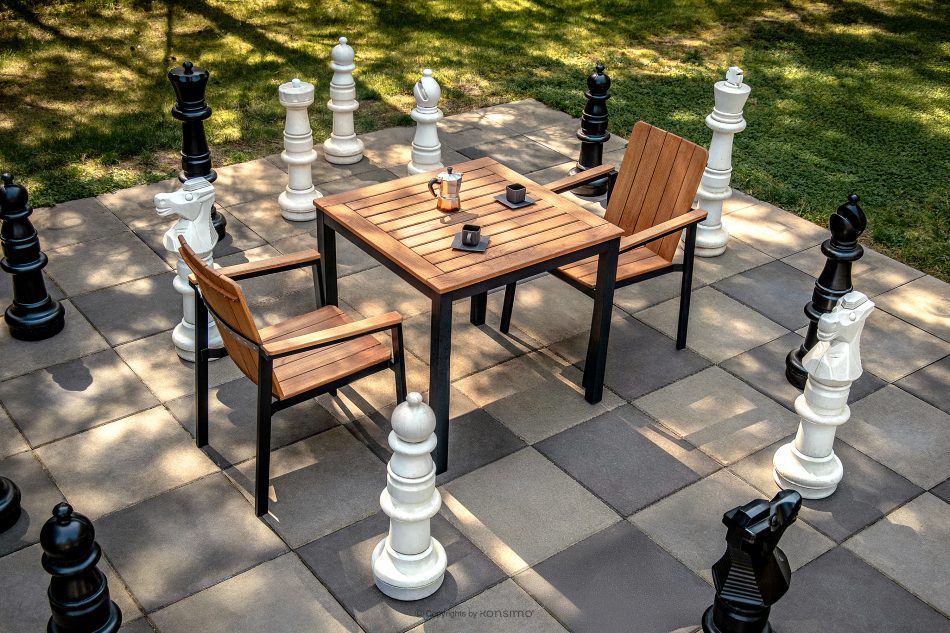 LENTI Malý drevený záhradný stôl s 2 stoličkami hnedá/antracitová - obrázok 17