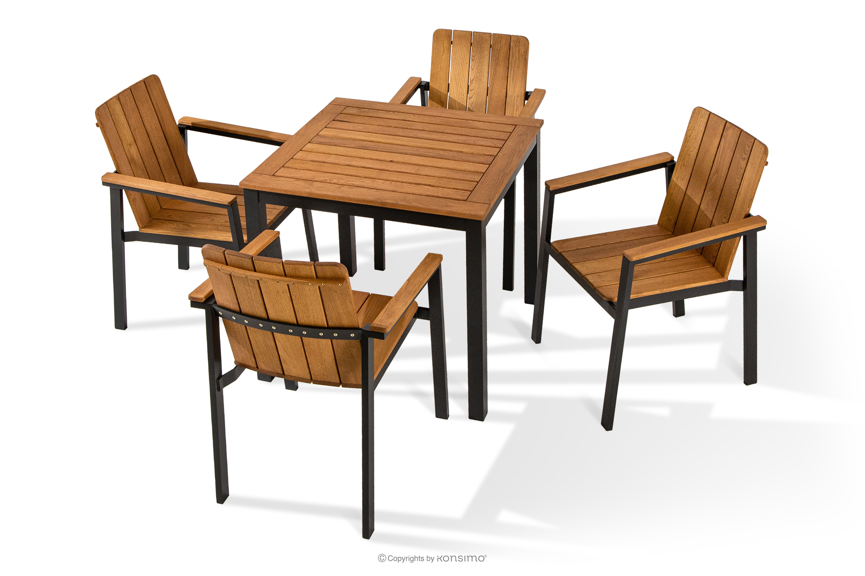 Malý drevený záhradný stôl s 4 stoličkami