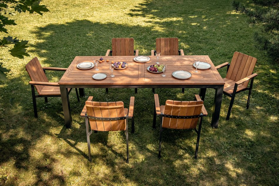 LENTI Drevený záhradný stôl so 6 stoličkami hnedá/antracitová - obrázok 16