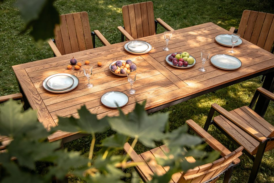 LENTI Drevený záhradný stôl so 6 stoličkami hnedá/antracitová - obrázok 17