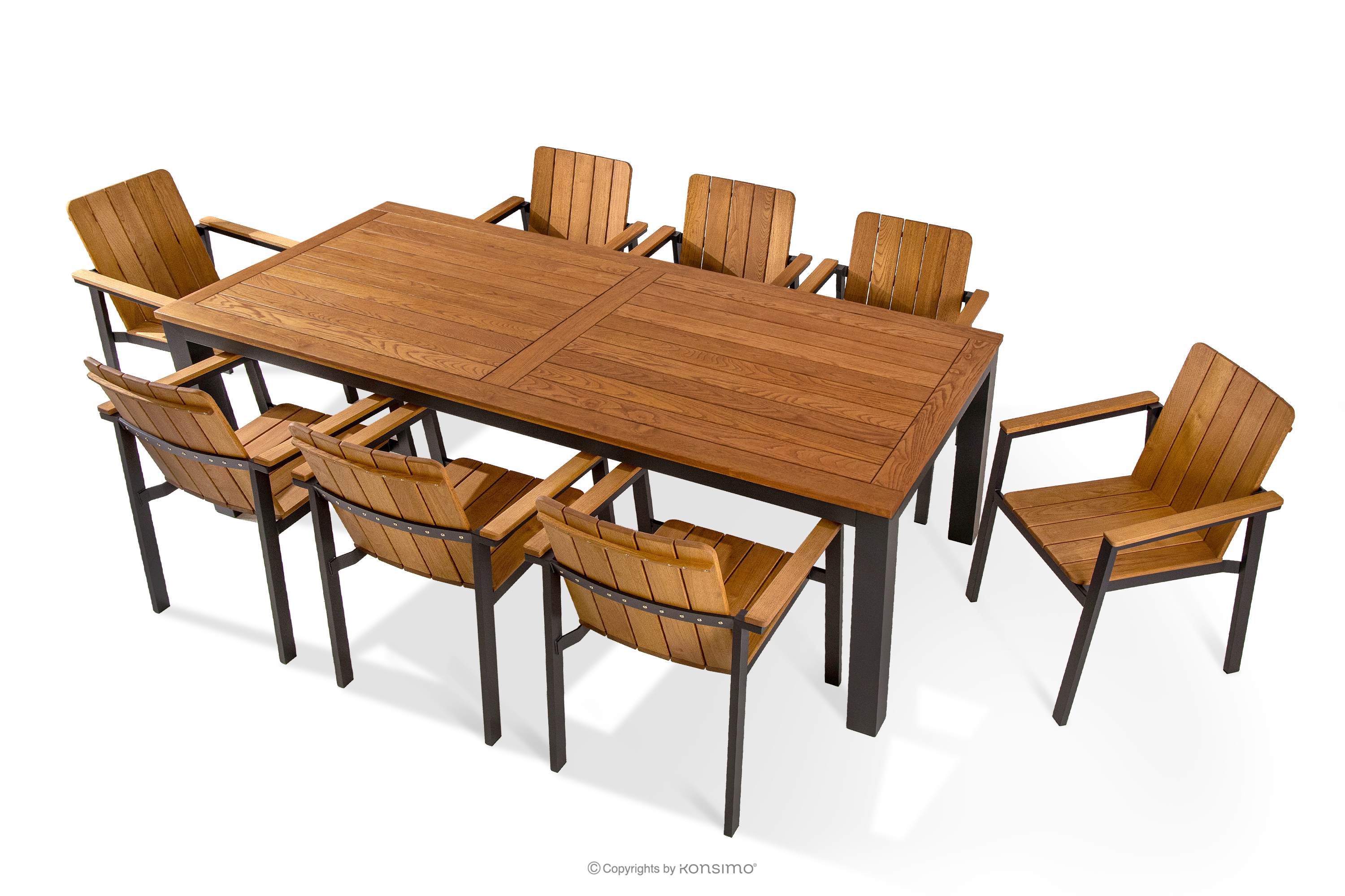 Drevený záhradný stôl s 8 stoličkami