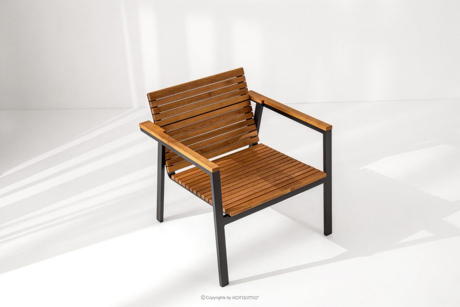 ARIATO Drevená a hliníková záhradná stolička hnedá/antracitová - obrázok 1