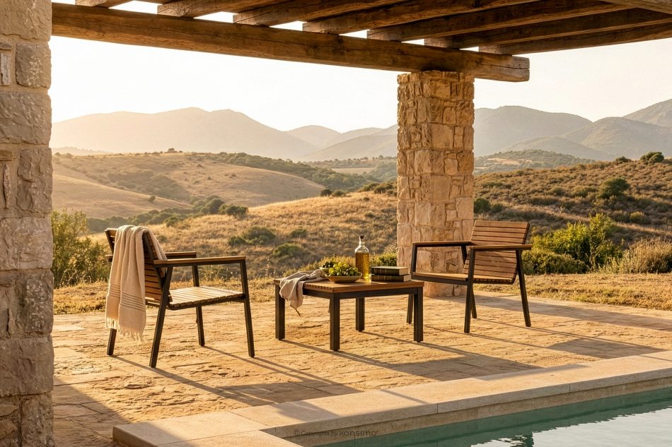 ARIATO Drevená a hliníková záhradná stolička hnedá/antracitová - obrázok 10