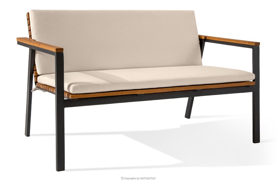 ARIATO Záhradná lavička z dreva a hliníka hnedá/antracitová/béžová - obrázok 2
