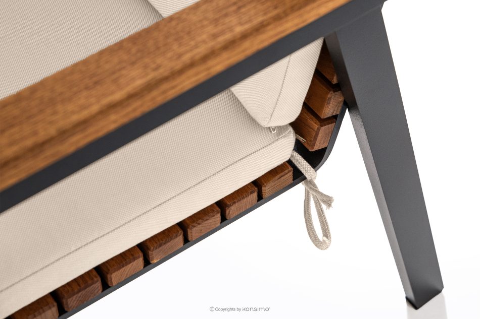 ARIATO Záhradná lavička z dreva a hliníka hnedá/antracitová/béžová - obrázok 8