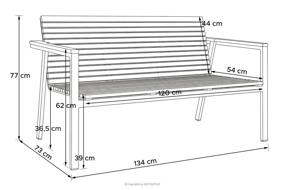 ARIATO Záhradná lavička z dreva a hliníka hnedá/antracitová/béžová - obrázok 13