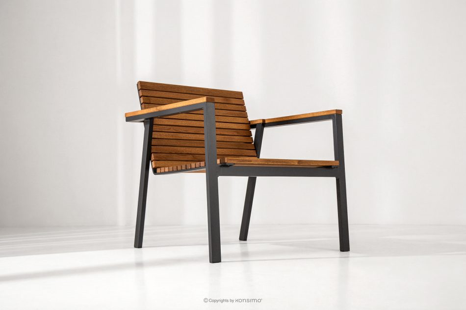 ARIATO Súprava dreveného a kovového záhradného nábytku s 2 stoličkami, lavičkou a stolom hnedá/antracitová - obrázok 19