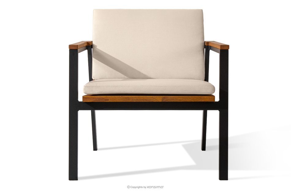 ARIATO Súprava záhradného nábytku z dreva a kovu: 2 stoličky, lavička, stôl hnedá/antracitová/béžová - obrázok 2