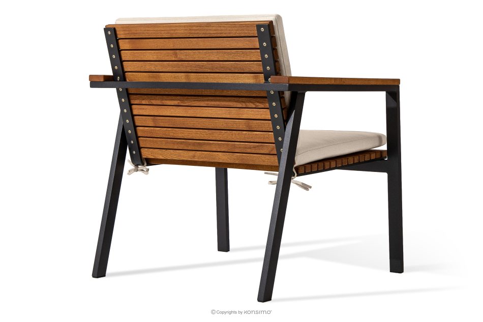 ARIATO Súprava záhradného nábytku z dreva a kovu: 2 stoličky, lavička, stôl hnedá/antracitová/béžová - obrázok 4