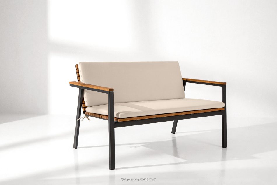 ARIATO Súprava záhradného nábytku z dreva a kovu: 2 stoličky, lavička, stôl hnedá/antracitová/béžová - obrázok 22