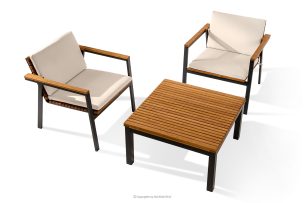 ARIATO, https://konsimo.sk/kolekcie/ariato/ Súprava záhradného nábytku z dreva a kovu, 2 stoličky, lavička, stôl hnedá/antracitová/béžová - obrázok