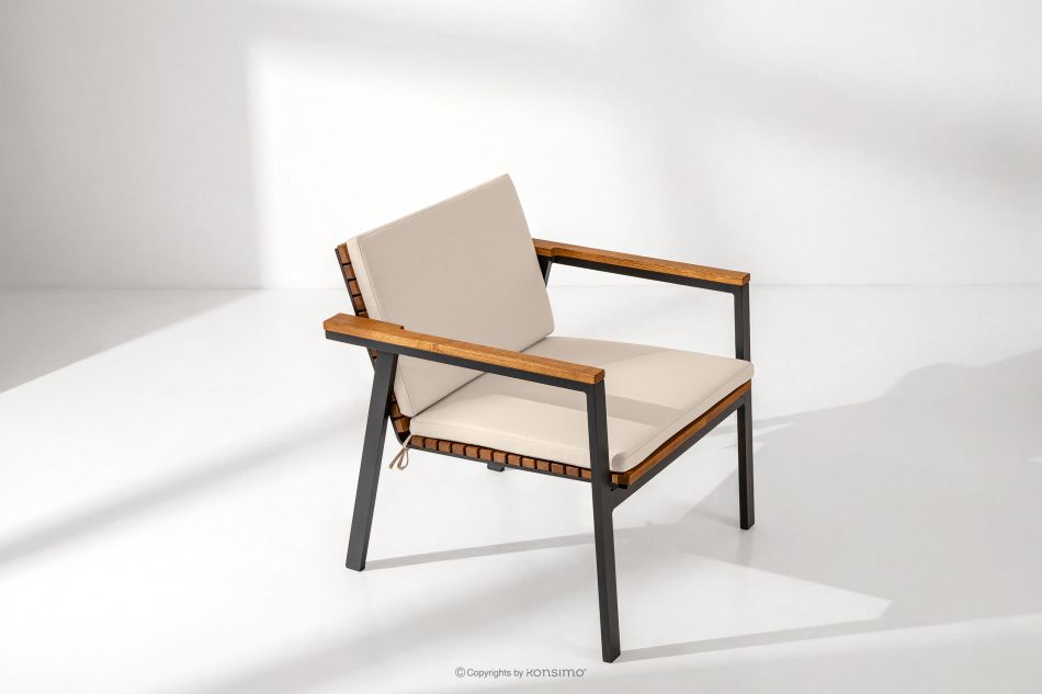 ARIATO Súprava záhradného nábytku z dreva a kovu: 2 stoličky, stôl hnedá/antracitová/béžová - obrázok 17