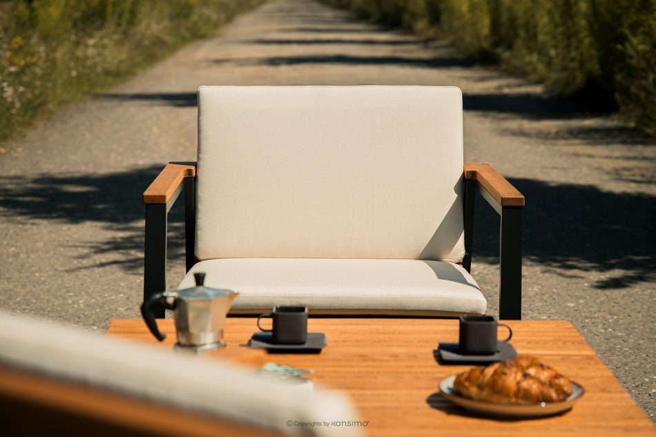 ARIATO Súprava záhradného nábytku z dreva a kovu: 2 stoličky, stôl hnedá/antracitová/béžová - obrázok 21