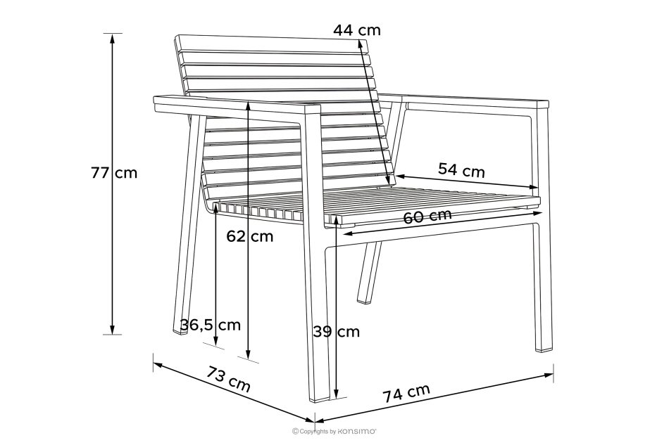 ARIATO Súprava záhradného nábytku z dreva a kovu: 4 stoličky, stôl hnedá/antracitová/béžová - obrázok 24