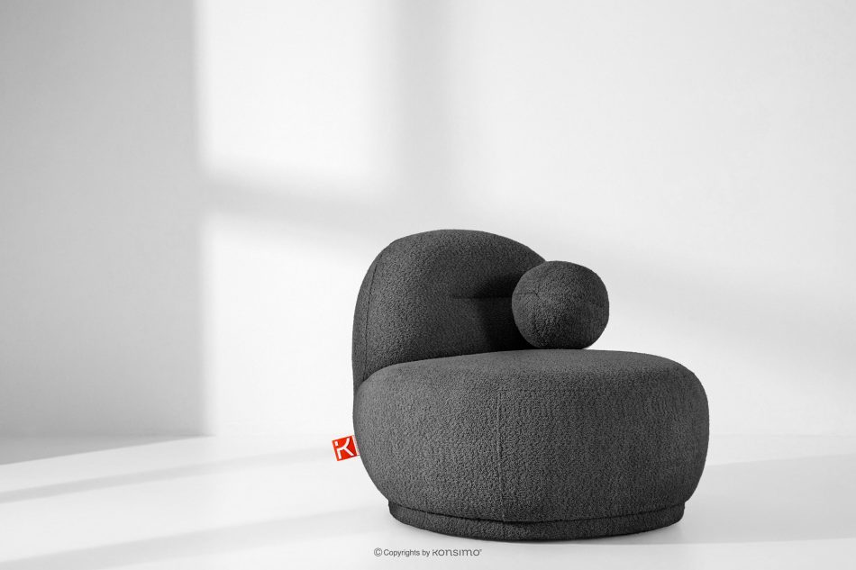 MALVE Kreslo z bouclé tkaniny v štýle Japandi antracitové antracitová - obrázok 12