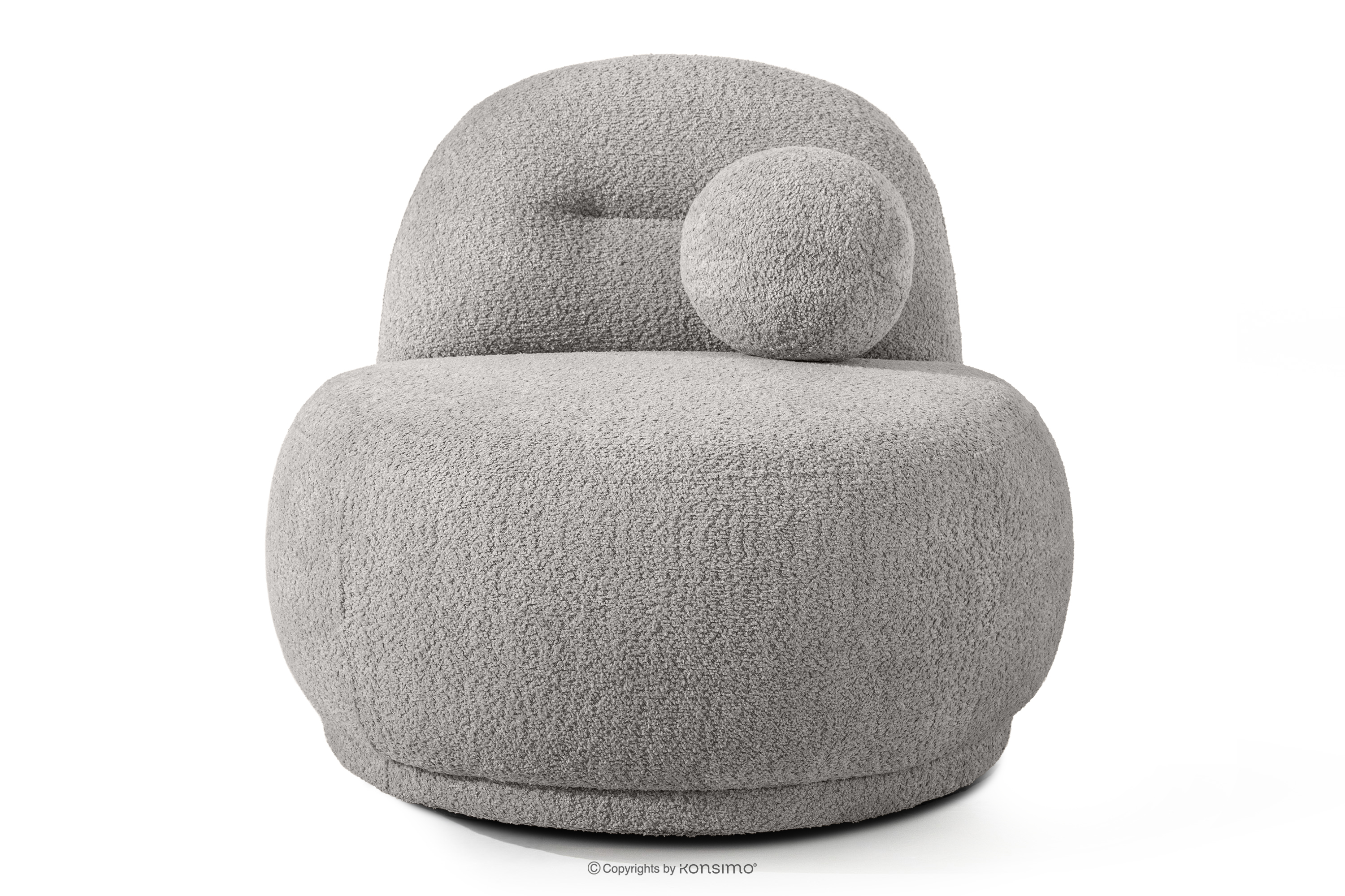 Kreslo z bouclé tkaniny v štýle Japandi oceľové