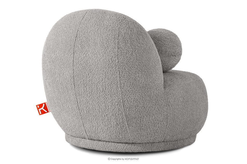 MALVE Kreslo z bouclé tkaniny v štýle Japandi oceľové oceľová - obrázok 3