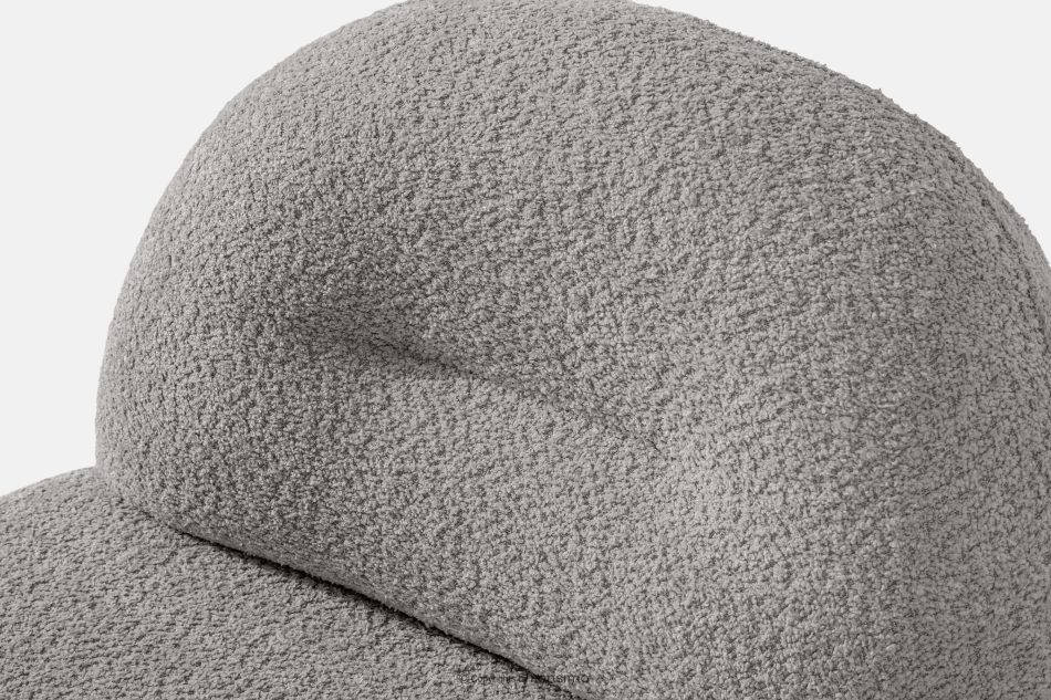 MALVE Kreslo z bouclé tkaniny v štýle Japandi oceľové oceľová - obrázok 6