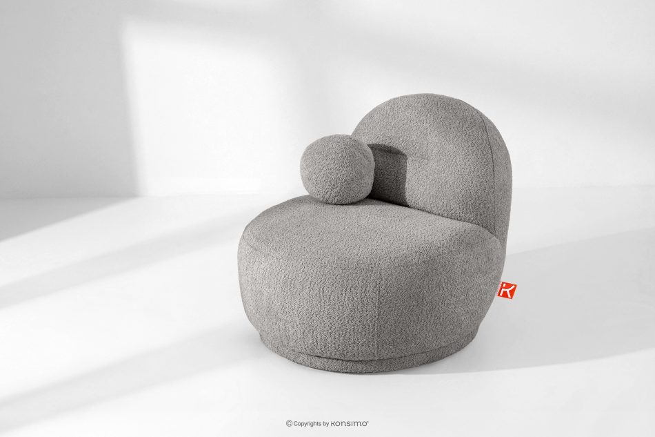 MALVE Kreslo z bouclé tkaniny v štýle Japandi oceľové oceľová - obrázok 13