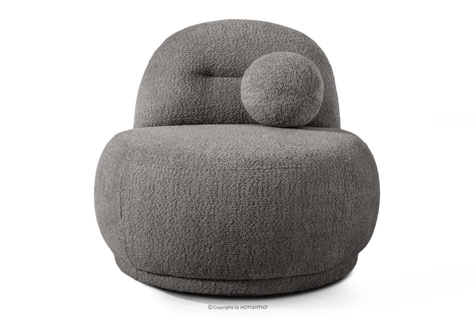 MALVE Kreslo z bouclé tkaniny v štýle Japandi tmavosivé tmavo sivá - obrázok 0