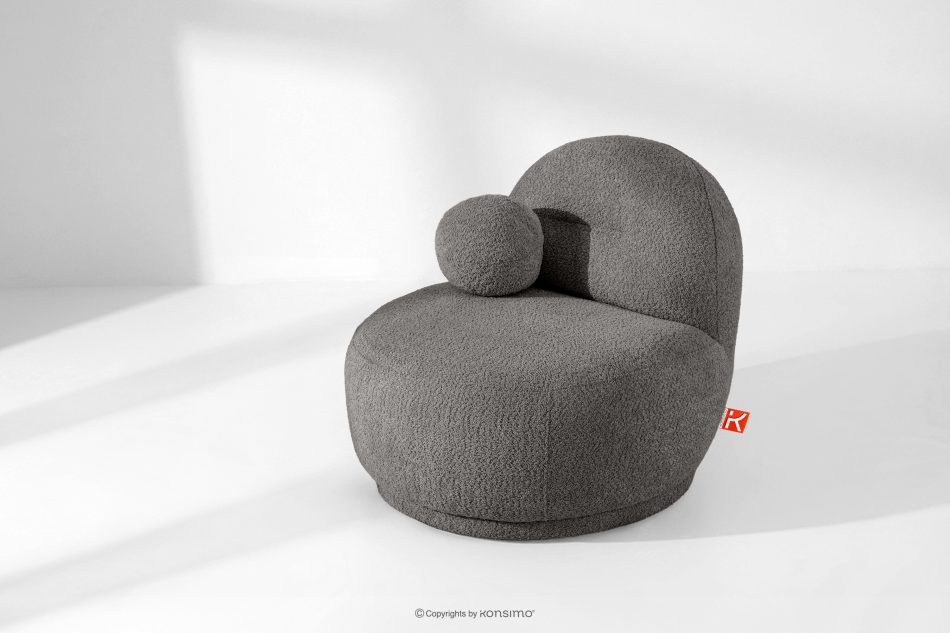 MALVE Kreslo z bouclé tkaniny v štýle Japandi tmavosivé tmavo sivá - obrázok 12