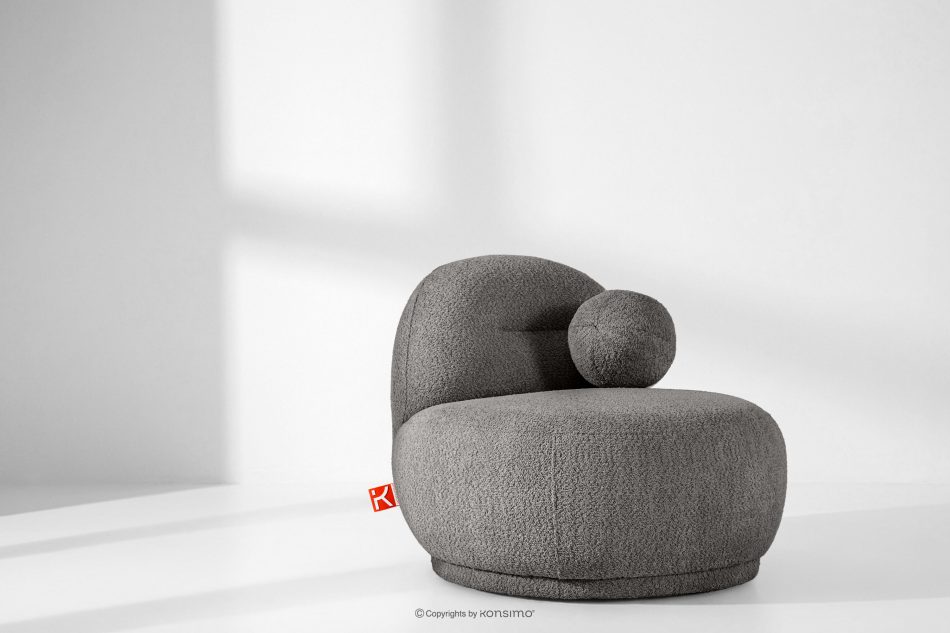 MALVE Kreslo z bouclé tkaniny v štýle Japandi tmavosivé tmavo sivá - obrázok 11