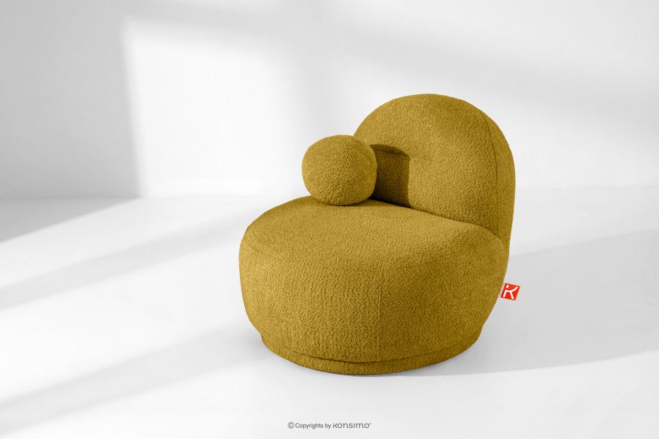 MALVE Kreslo z bouclé tkaniny v štýle Japandi žlté žltá - obrázok 13