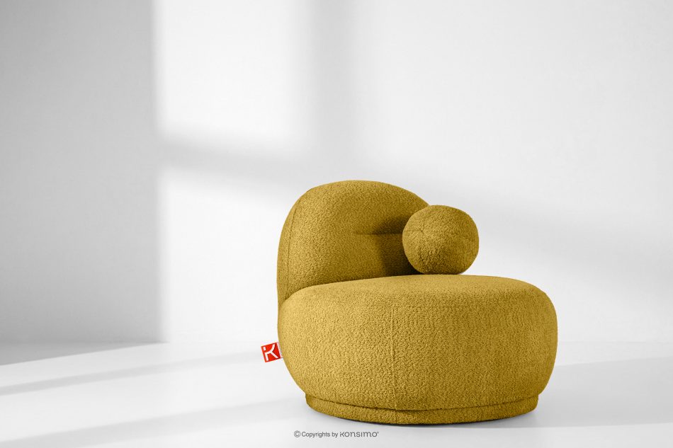 MALVE Kreslo z bouclé tkaniny v štýle Japandi žlté žltá - obrázok 12