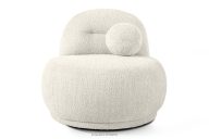 Kreslo z bouclé tkaniny v štýle Japandi biele