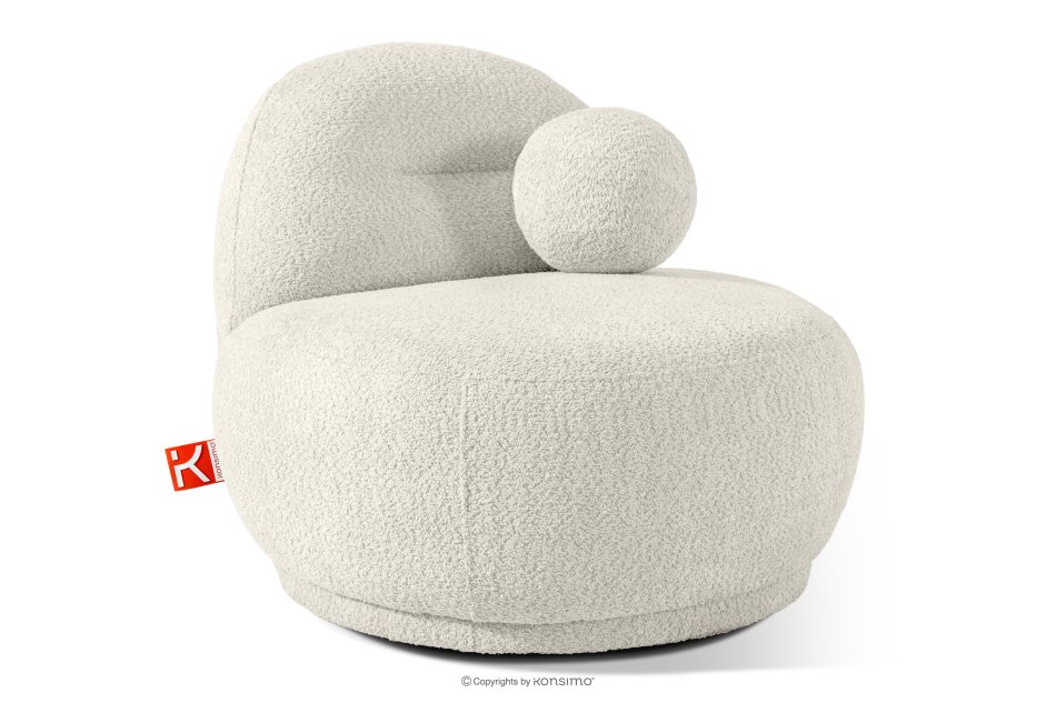 MALVE Kreslo z bouclé tkaniny v štýle Japandi biele biela - obrázok 2