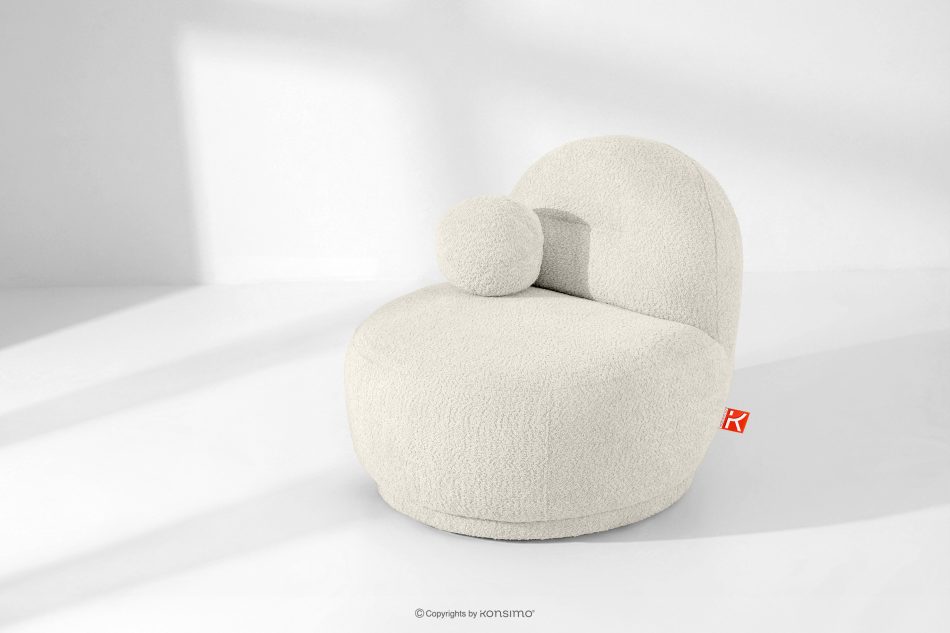 MALVE Kreslo z bouclé tkaniny v štýle Japandi biele biela - obrázok 13