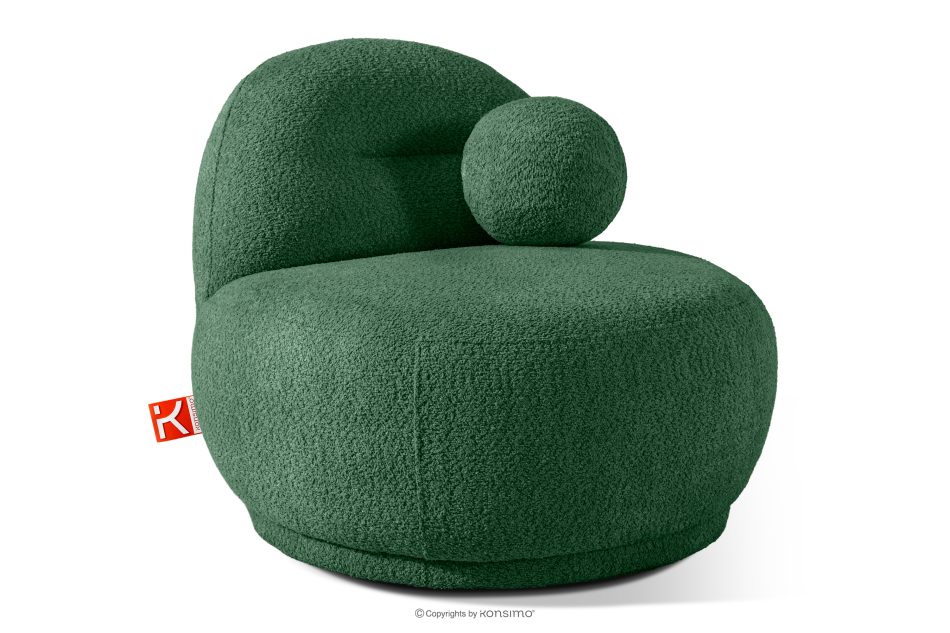 MALVE Kreslo z bouclé tkaniny v štýle Japandi tmavozelené tmavo zelená - obrázok 2